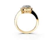 Halo Engagement Ring Setting for Heart-Shaped Center with Heart-Shaped Openwork, Pave Band and Prong Head in Yellow Gold