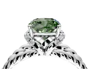 Halo Engagement Ring Setting for Fancy Green Cushion Cut Center with Rope Twist Split Shank and Prong Head in Platinum