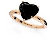 Hidden Halo Engagement Ring Setting for Fancy Black Heart-Shaped Center with Plain Band and Tall Prong Head in Rose Gold
