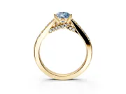 Solitaire Engagement Ring Setting for Fancy Blue Pear-Shaped Center with Crossover Accents and Prong Head in Yellow Gold