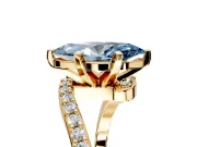 Solitaire Engagement Ring Setting for Fancy Blue Marquise Center with Pave Bypass Swirl Band and Prong Head in Yellow Gold