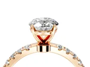 Open Basket Engagement Ring Setting for Oval Center with Pave Band and Prong Head in Rose Gold