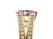 Split Shank Engagement Ring Setting for Fancy Pink Pear-Shaped Center with Pave Split Shank and Prong Head in Yellow Gold