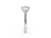 Solitaire Engagement Ring Setting for Radiant Cut Center with Trailing Leaf Accent Band and Prong Head in Platinum