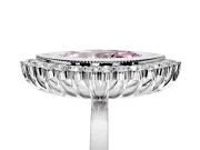 Halo Engagement Ring Setting for Fancy Pink Marquise Center with Milgrain Bezel Rim, Plain Band and Prong Head in Platinum