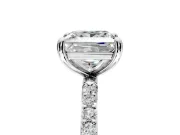Solitaire Engagement Ring Setting for Princess Cut Center with Pave Accents and Prong Head in Platinum