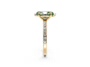 Solitaire Engagement Ring Setting for Fancy Green Marquise Center with Fine Pave Narrow Band and Prong Head in Yellow Gold