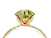 Solitaire Engagement Ring Setting for Fancy Yellow Round Cut Center with Fine Pave Accents and Prong Head in Yellow Gold