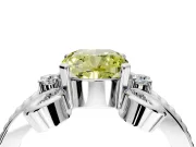 Solitaire Engagement Ring Setting for Fancy Yellow Cushion Cut Center with Twisted Band and Scroll Prong Head in Platinum