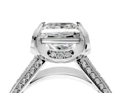 Solitaire Engagement Ring Setting for Princess Cut Center with Accented Split Shank and Prong Head in Platinum