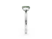 Low-Set Solitaire Engagement Ring Setting for Fancy Green Radiant Cut Center with Thin Plain Band and Prong Head in White Gold