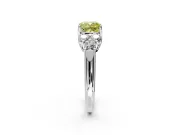 Cluster Engagement Ring Setting for Fancy Yellow Cushion Cut Center with Round Cut Accent Frame and Prong Head in Platinum