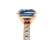 Solitaire Engagement Ring Setting for Fancy Blue Asscher Cut Center with Large Accents and Prong Head in Rose Gold