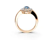 Halo Engagement Ring Setting for Fancy Blue Marquise Center with Milgrain Channel Band and Prong Head in Rose Gold