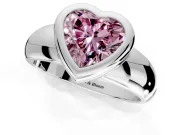 Solitaire Engagement Ring Setting for Fancy Pink Heart-Shaped Center with Wide Band and Bezel Head in Platinum