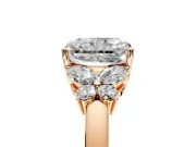Solitaire Engagement Ring Setting for Radiant Cut Center with Marquise Flower Shoulders and Prong Head in Rose Gold