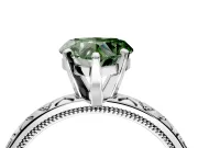 Solitaire Engagement Ring Setting for Fancy Green Heart-Shaped Center with XO Engraved Band and Prong Head in Sterling Silver