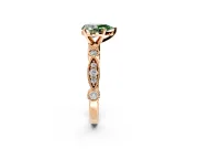 Solitaire Engagement Ring Setting for Fancy Green Pear-Shaped Center with Milgrain Bezel Accents and Prong Head in Rose Gold