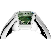 Tension Engagement Ring Setting for Fancy Green Princess Cut Center with Wide Tapered Band and Tension Head in Platinum