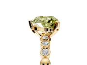 Solitaire Engagement Ring Setting for Fancy Yellow Heart-Shaped Center with Bezel-Dot Beaded Band and Prong Head in Yellow Gold