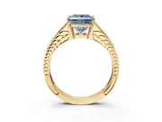Split Shank Engagement Ring Setting for Fancy Blue Princess Cut Center with Pave Split Shank and Prong Head in Yellow Gold
