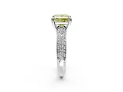 Solitaire Engagement Ring Setting for Fancy Yellow Princess Cut Center with Multi-Row Pave Accents and Basket Head in Sterling Silver