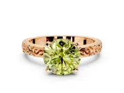 Solitaire Engagement Ring Setting for Fancy Yellow Round Cut Center with Scrollwork Band and Prong Head in Rose Gold