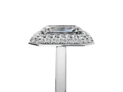 Halo Engagement Ring Setting for Emerald Cut Center with Plain Tapered Band and Prong Head in Sterling Silver
