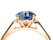 Solitaire Engagement Ring Setting for Fancy Blue Round Cut Center with Channel Accents and Prong Head in Rose Gold