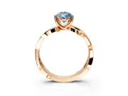 Solitaire Engagement Ring Setting for Fancy Blue Pear-Shaped Center with Pave and Plain Crossover Band and Prong Head in Rose Gold