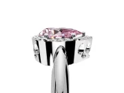 Halo Engagement Ring Setting for Fancy Pink Pear-Shaped Center with Tapered Plain Band and Prong Head in White Gold