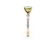 Solitaire Engagement Ring Setting for Fancy Yellow Princess Cut Center with Alternating Size Accents and Prong Head in Yellow Gold