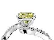 Solitaire Engagement Ring Setting for Fancy Yellow Cushion Cut Center with Pave Bypass Swirl Band and Prong Head in Sterling Silver