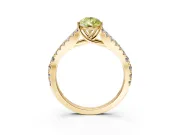 Solitaire Engagement Ring Setting for Fancy Yellow Pear-Shaped Center with Pave Split Shank and Prong Head in Yellow Gold