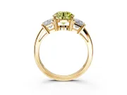 3 Stone Engagement Ring Setting for Fancy Yellow Round Cut Center with Matching Side Accents and Prong Head in Yellow Gold