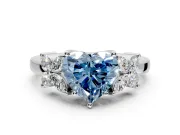 Floral Engagement Ring Setting for Fancy Blue Heart-Shaped Center with Marquise Cluster Shoulders and Prong Head in White Gold