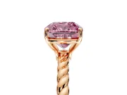Solitaire Engagement Ring Setting for Fancy Pink Cushion Cut Center with Plain Twisted Rope Band and Prong Head in Rose Gold