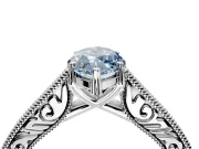 Solitaire Engagement Ring Setting for Fancy Blue Marquise Center with Engraved Pave Band and Prong Head in White Gold