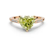 Solitaire Engagement Ring Setting for Fancy Yellow Heart-Shaped Center with Channel Accents and Prong Head in Rose Gold