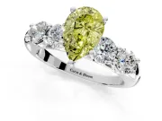5 Stone Engagement Ring Setting for Fancy Yellow Pear-Shaped Center with Graduated Accents and Prong Head in Sterling Silver