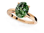 Solitaire Engagement Ring Setting for Fancy Green Oval Center with Basket Rail and Prong Head in Rose Gold
