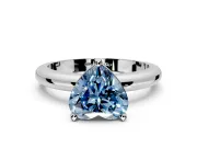 Solitaire Engagement Ring Setting for Fancy Blue Heart-Shaped Center with Wire Band and Prong Head in Sterling Silver