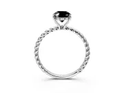 Solitaire Engagement Ring Setting for Fancy Black Oval Center with 2-Strand Rope Twist Band and Prong Head in White Gold