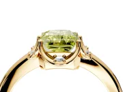 Floral Frame Engagement Ring Setting for Fancy Yellow Radiant Cut Center with Accent Clusters and Prong Head in Yellow Gold