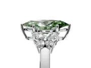 Solitaire Engagement Ring Setting for Fancy Green Marquise Center with Marquise Flower Shoulders and Prong Head in Platinum