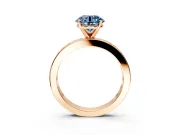 Solitaire Engagement Ring Setting for Fancy Blue Round Cut Center with Channel Baguette Band and Prong Head in Rose Gold