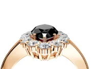 Halo Engagement Ring Setting for Fancy Black Marquise Center with Milgrain Channel Band and Prong Head in Rose Gold