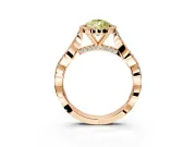 Halo Engagement Ring Setting for Fancy Yellow Pear-Shaped Center with Twist Band and Prong Head in Rose Gold