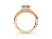 Solitaire Engagement Ring Setting for Princess Cut Center with Reverse Tapered Band and Prong Head in Rose Gold
