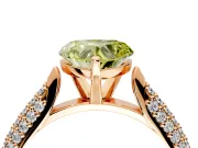 Solitaire Engagement Ring Setting for Fancy Yellow Heart-Shaped Center with Multi-Row Accents and Prong Head in Rose Gold